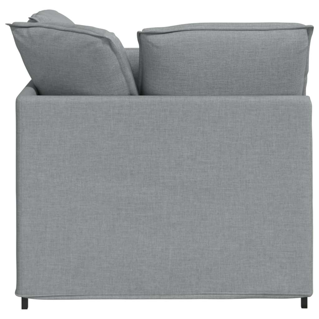Sofá modular com pufes e almofadas tecido cinzento-claro