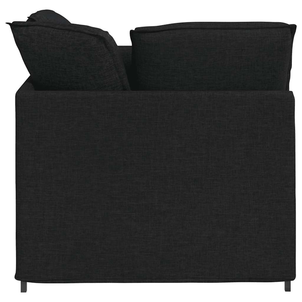 Sofá modular com pufes e almofadas tecido preto