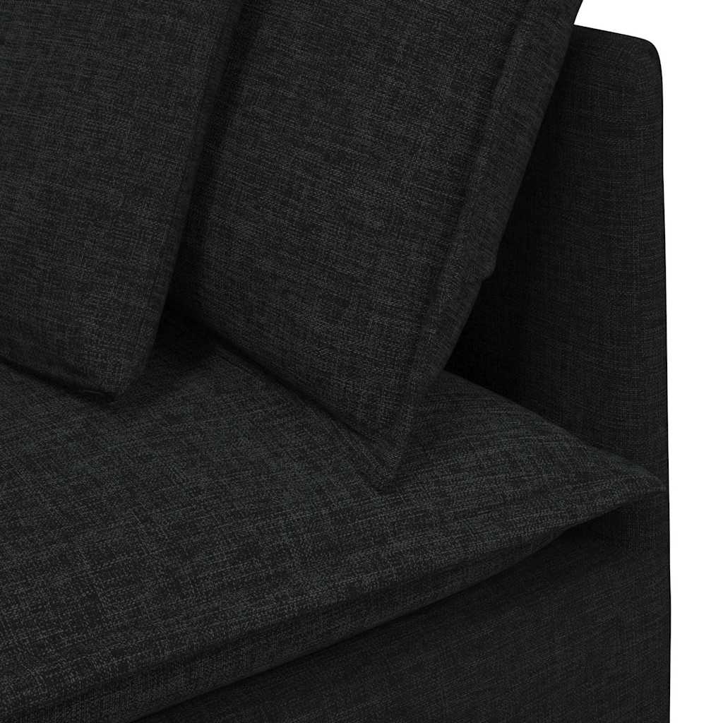Sofá modular com pufes e almofadas tecido preto