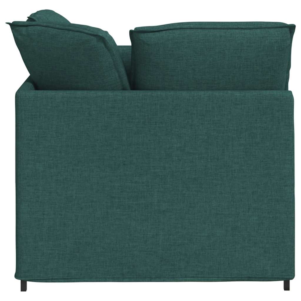 Sofá modular com pufes e almofadas tecido verde-escuro