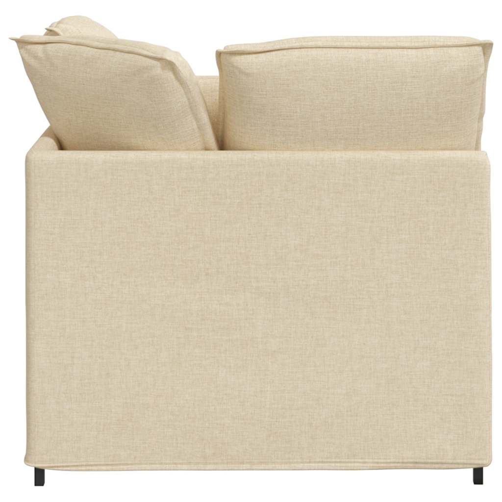 Sofá modular com pufes e almofadas tecido creme