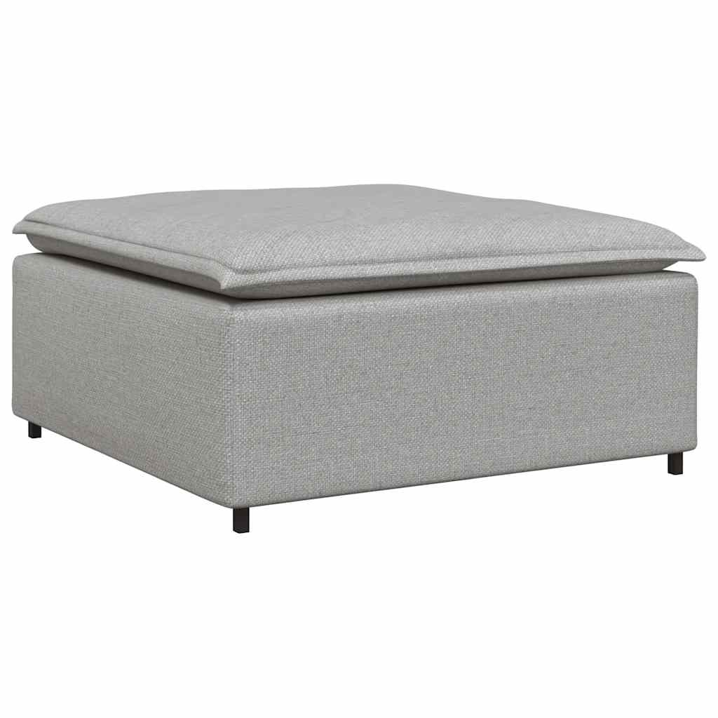 Sofá modular com pufes e almofadas tecido cinzento nublado