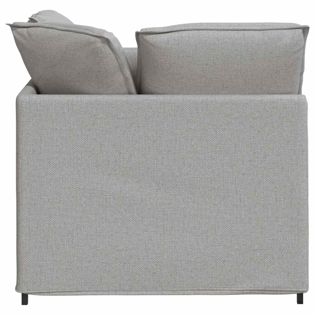 Sofá modular com pufes e almofadas tecido cinzento nublado
