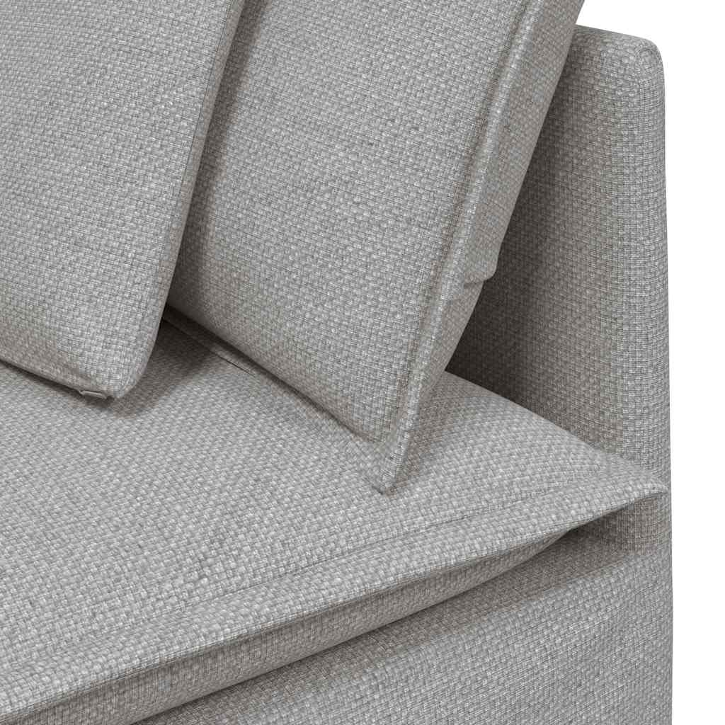 Sofá modular com pufes e almofadas tecido cinzento nublado