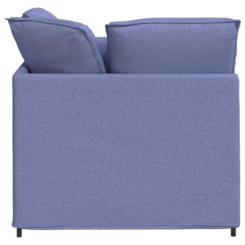 Sofá modular com pufes e almofadas tecido azul ganga