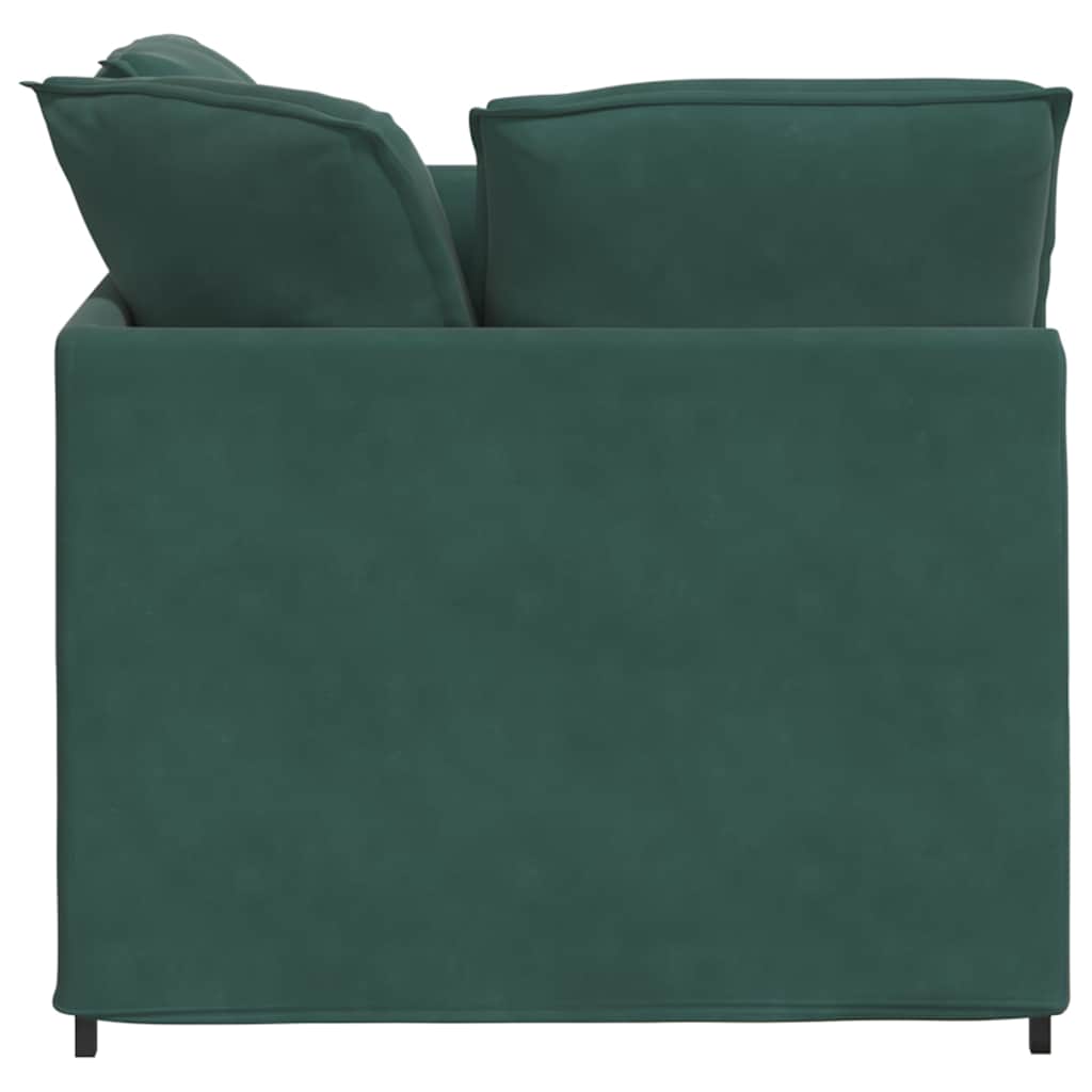 Sofá modular com pufes e almofadas veludo verde-escuro