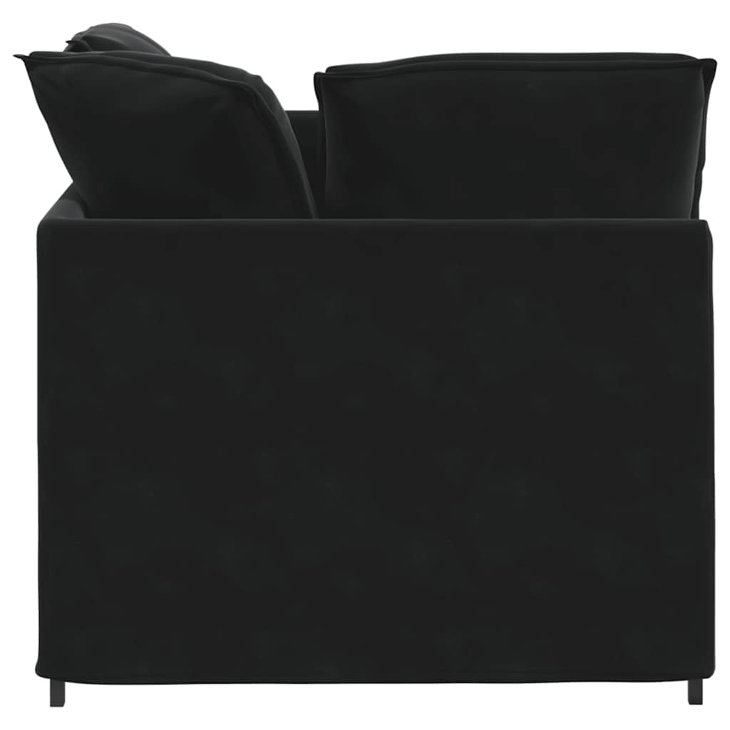 Sofá modular com pufes e almofadas veludo preto