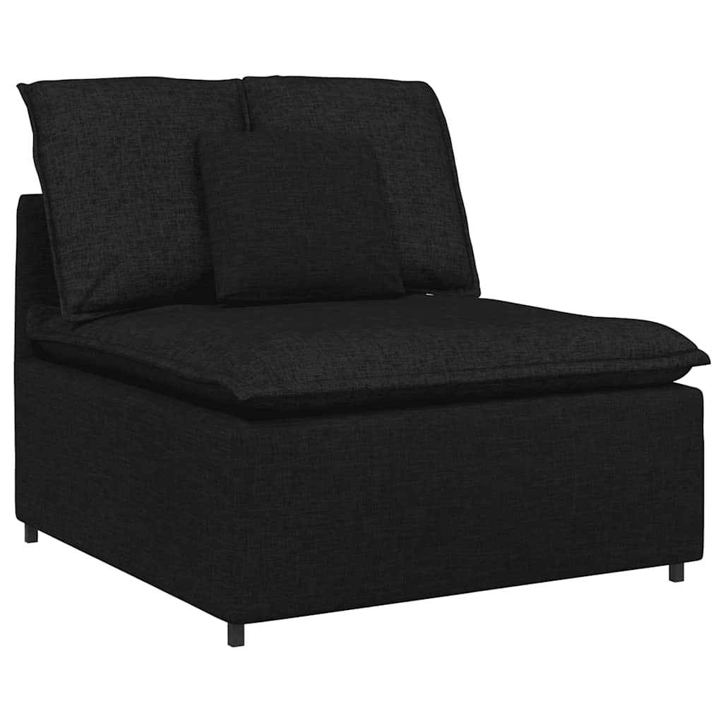 Sofá modular com pufes e almofadas tecido preto