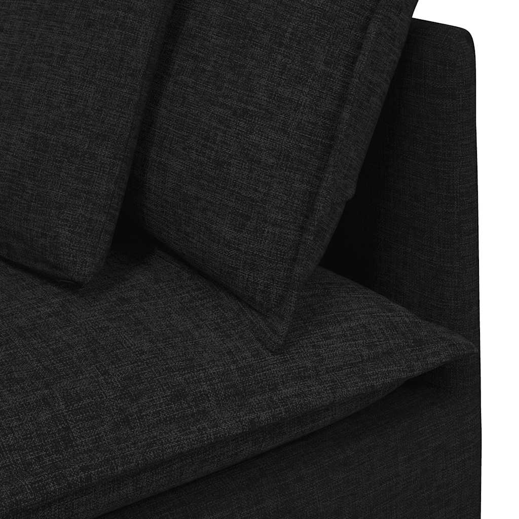 Sofá modular com pufes e almofadas tecido preto