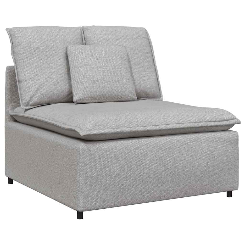 Sofá modular com pufes e almofadas tecido cinzento nublado
