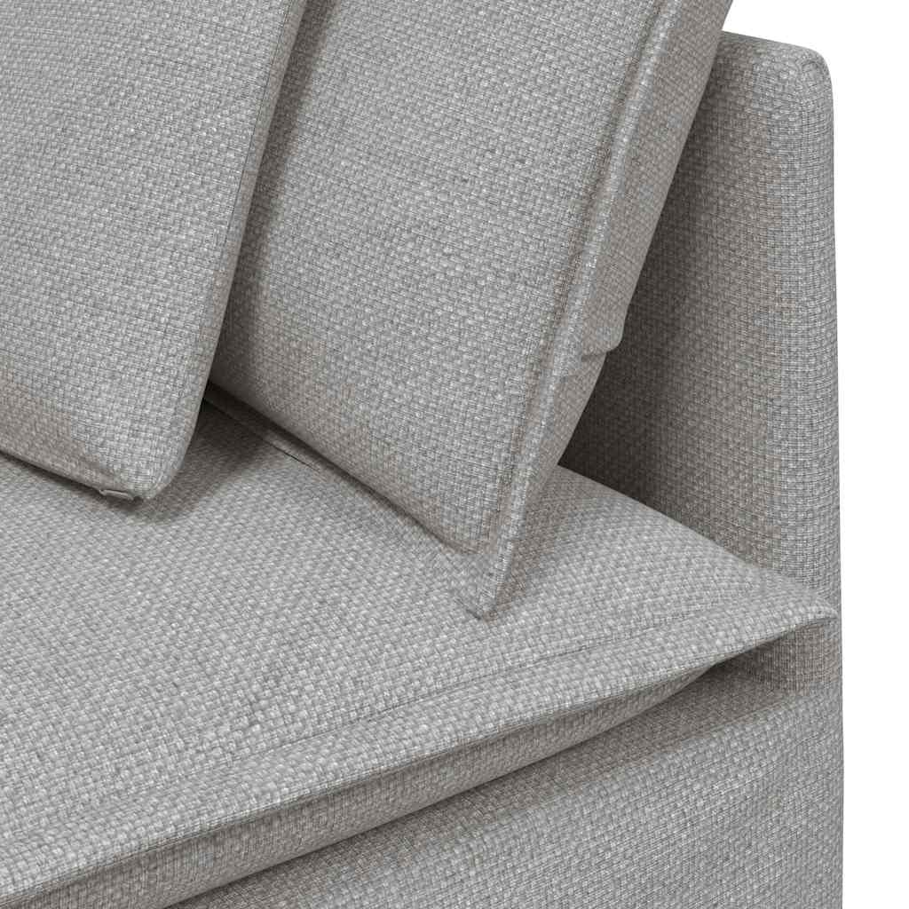Sofá modular com pufes e almofadas tecido cinzento nublado