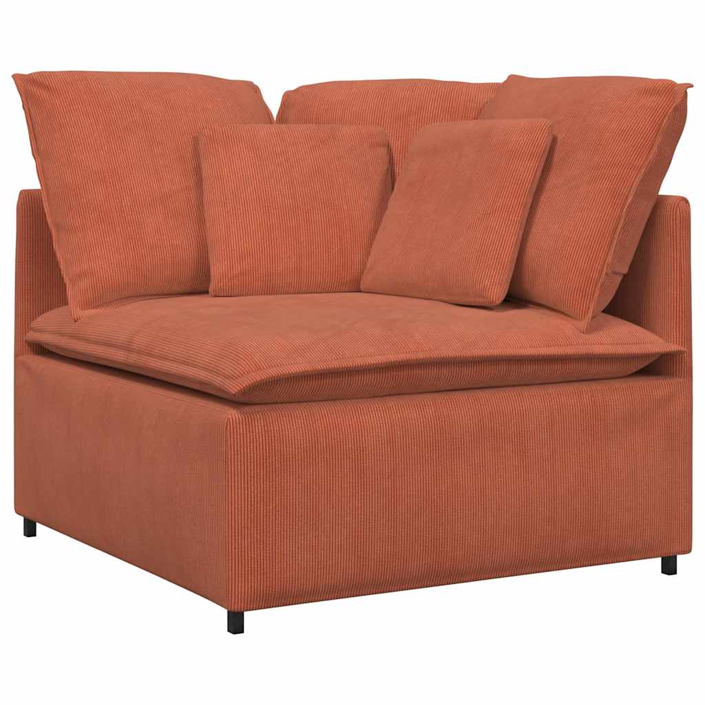 Sofá modular com pufes e almofadas tecido corduroy