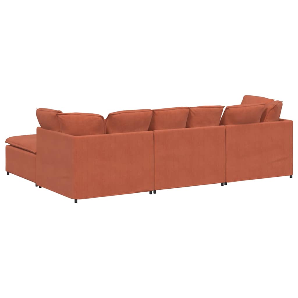Sofá modular com pufes e almofadas tecido corduroy