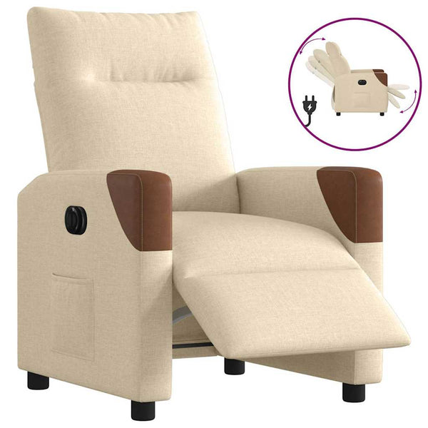 Poltrona reclinável elétrica tecido cor creme