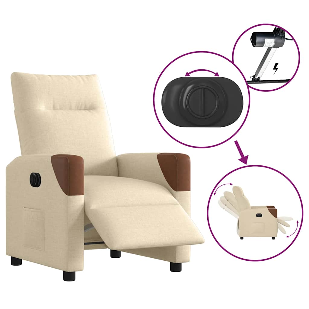 Poltrona reclinável elétrica tecido cor creme
