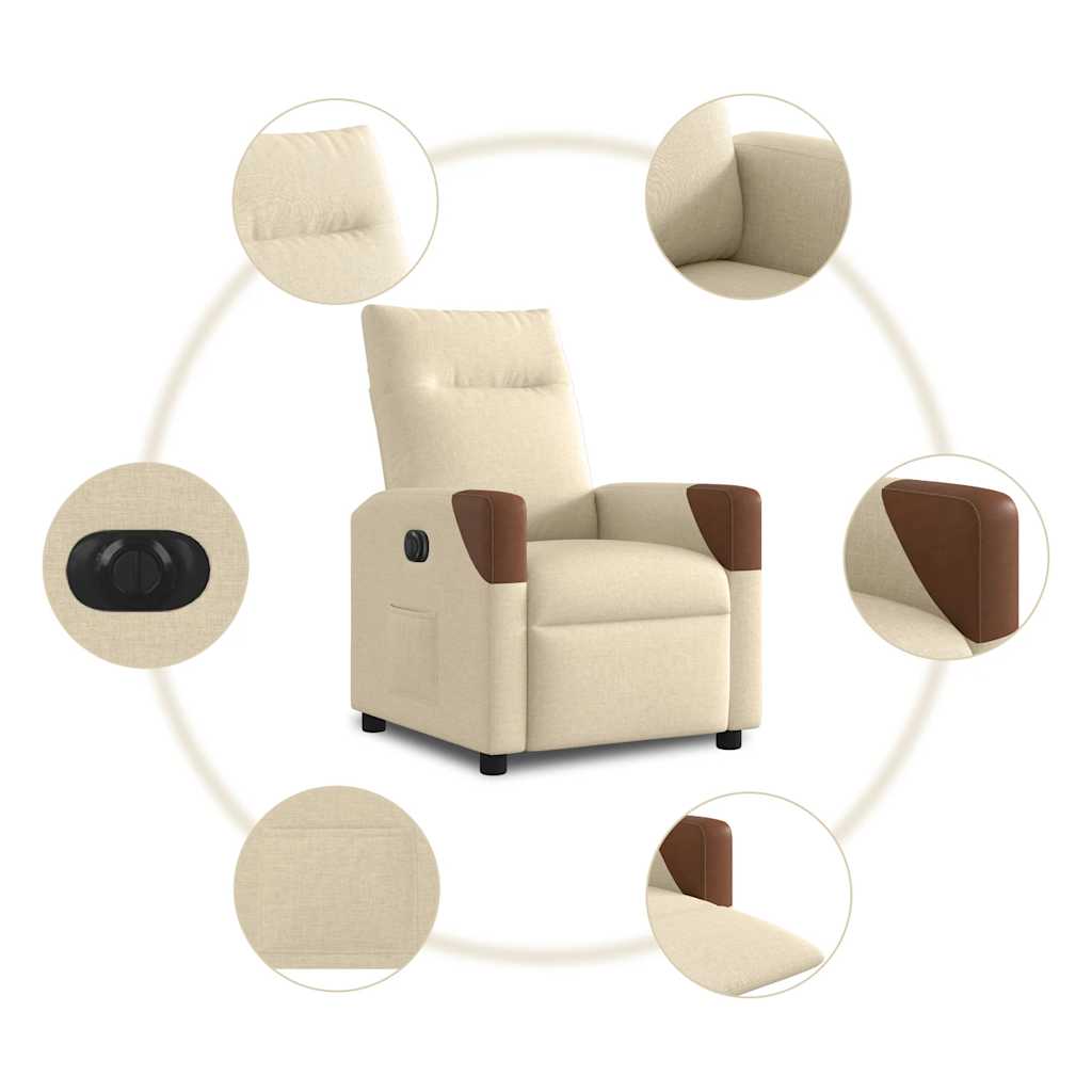 Poltrona reclinável elétrica tecido cor creme