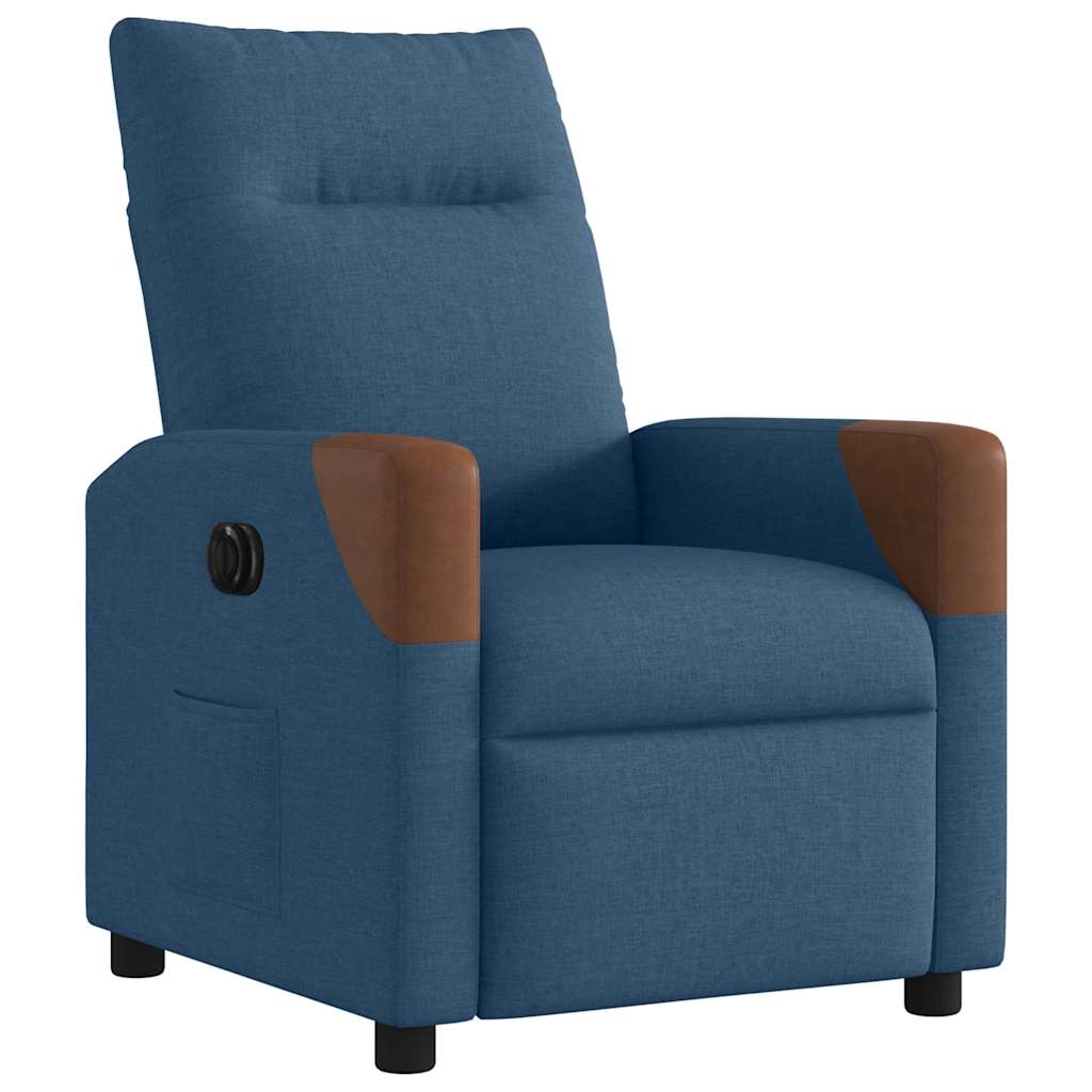 Poltrona reclinável elétrica tecido azul