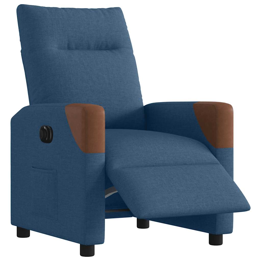 Poltrona reclinável elétrica tecido azul