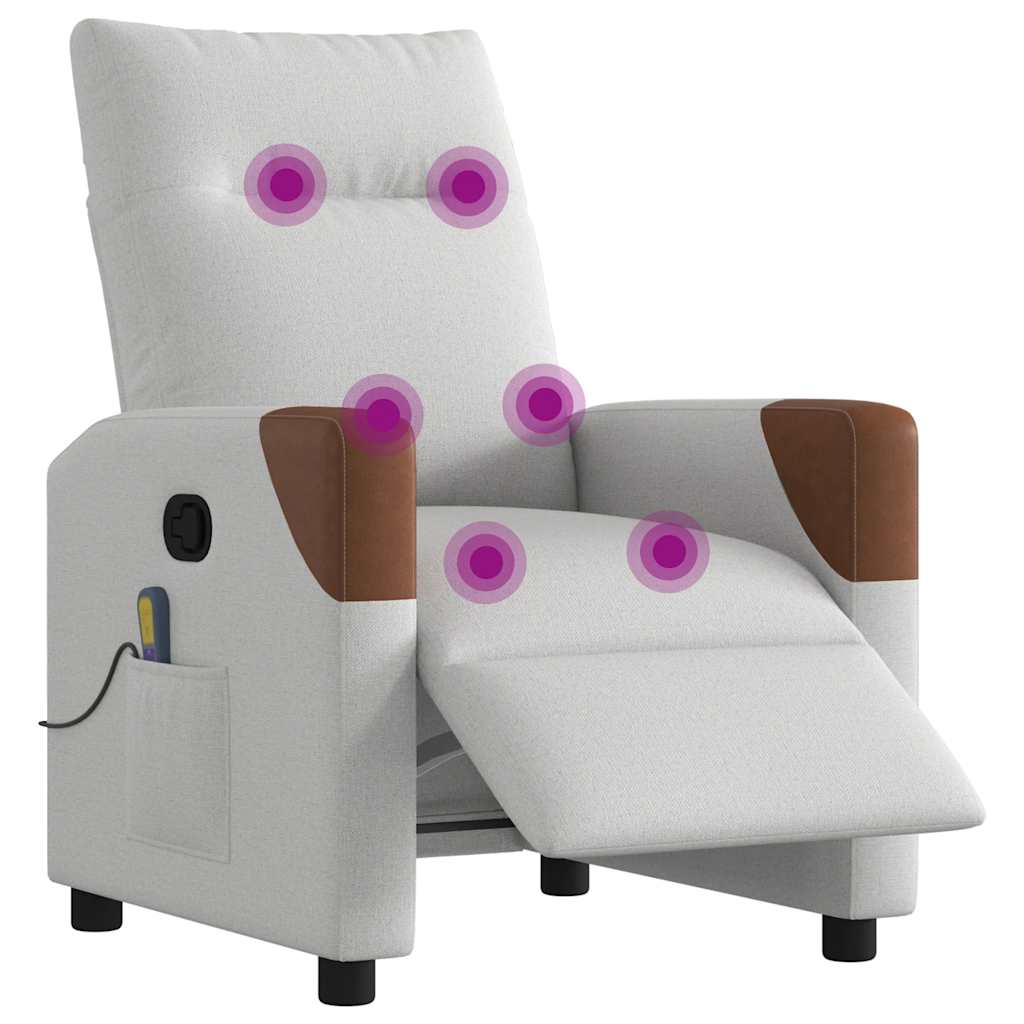 Poltrona massagens reclinável elétrica tecido cinzento-nublado
