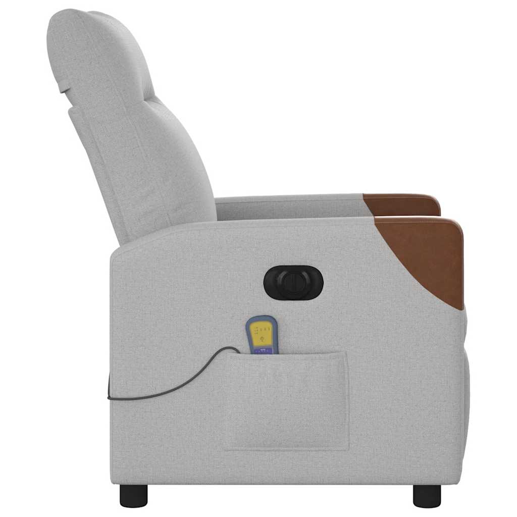 Poltrona massagens reclinável elétrica tecido cinzento-nublado