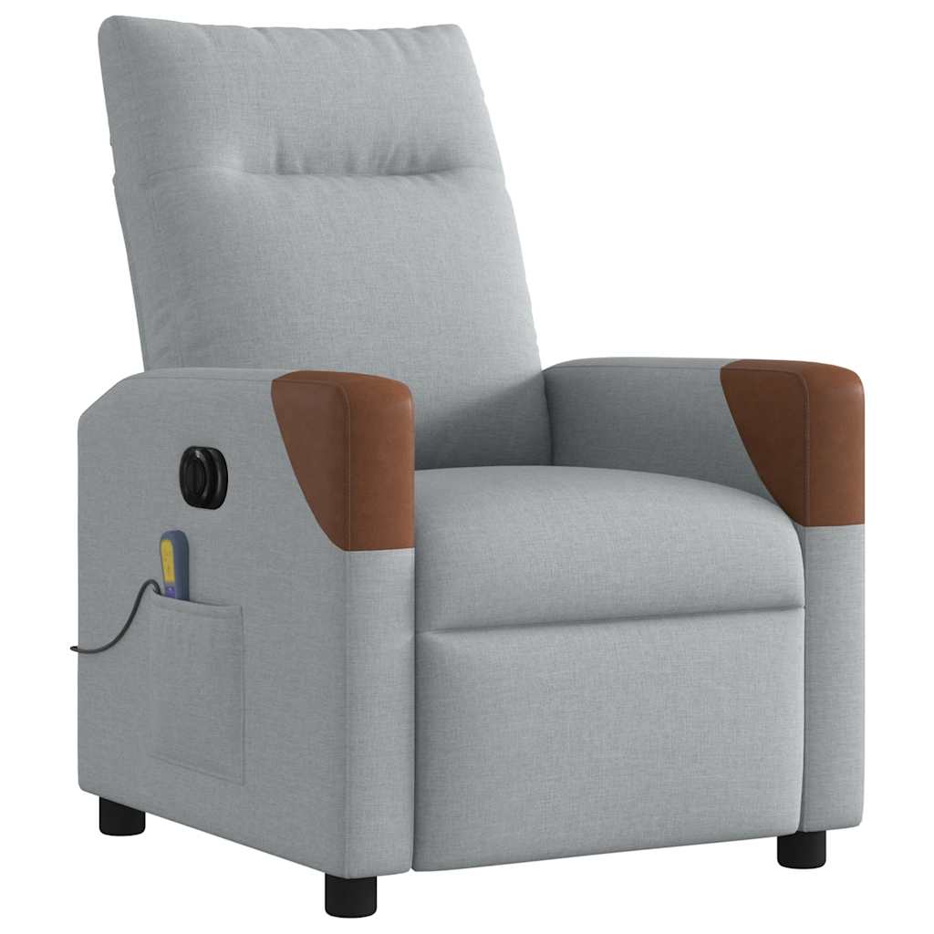 Poltrona de massagens reclinável elétrica tecido cinzento-claro