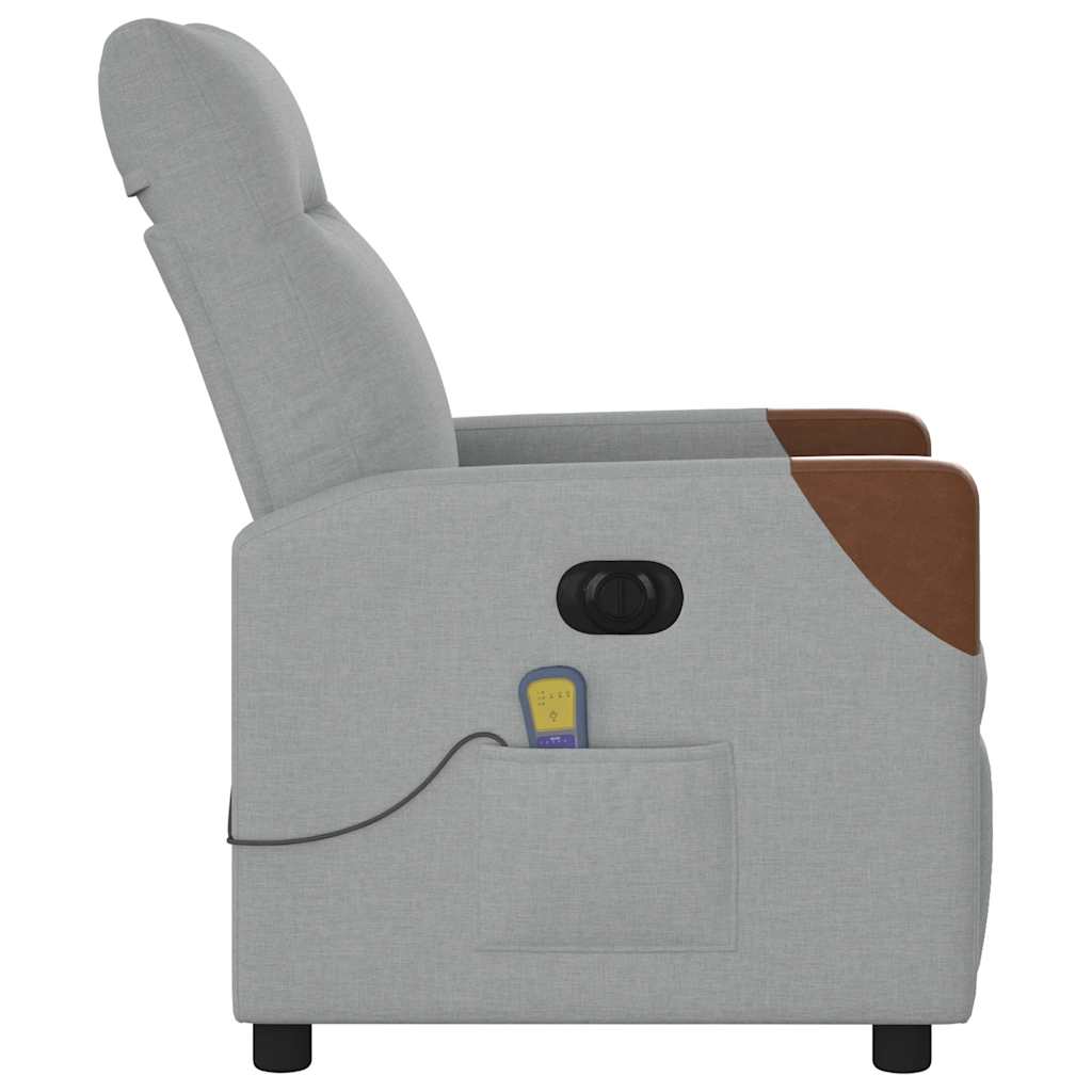 Poltrona de massagens reclinável elétrica tecido cinzento-claro