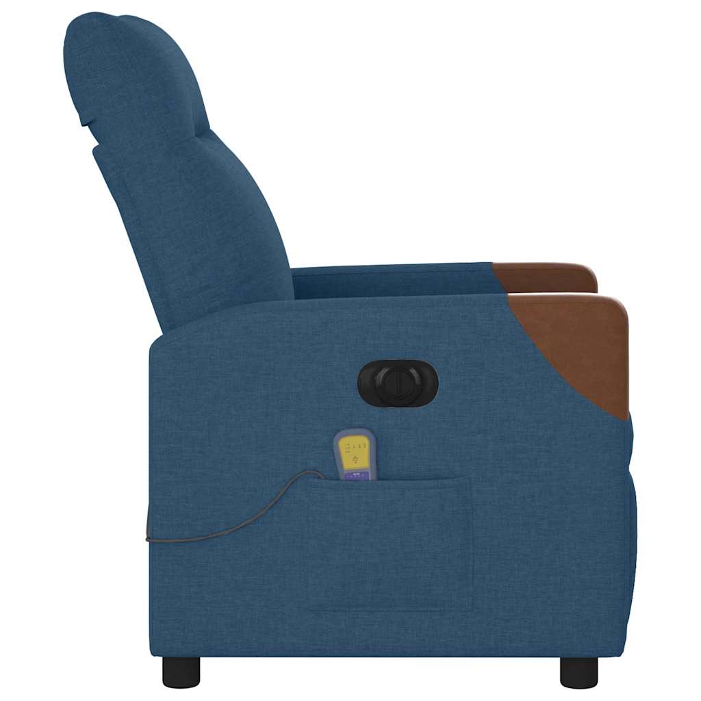 Poltrona de massagens reclinável elétrica tecido azul
