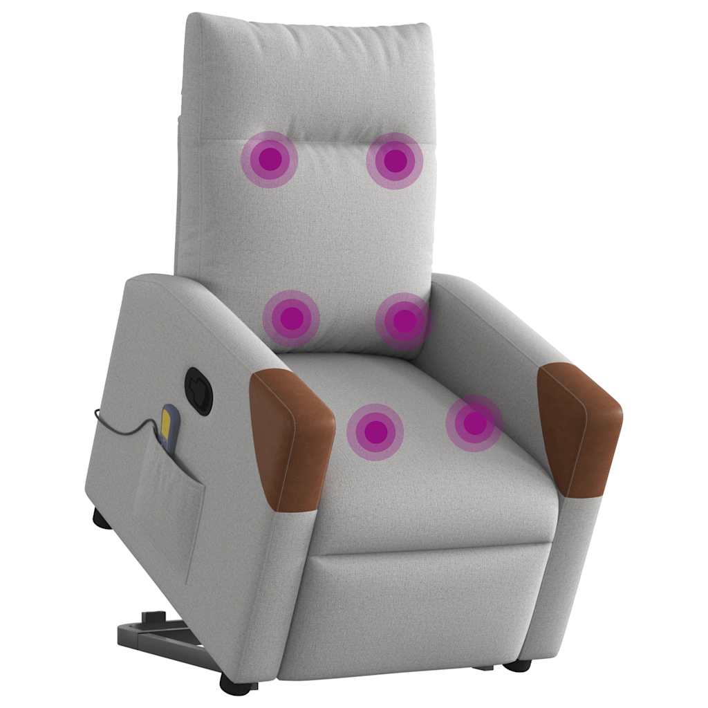 Poltrona elevatória de massagens tecido cinzento-nublado