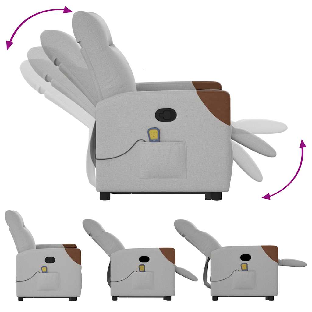 Poltrona elevatória de massagens tecido cinzento-nublado
