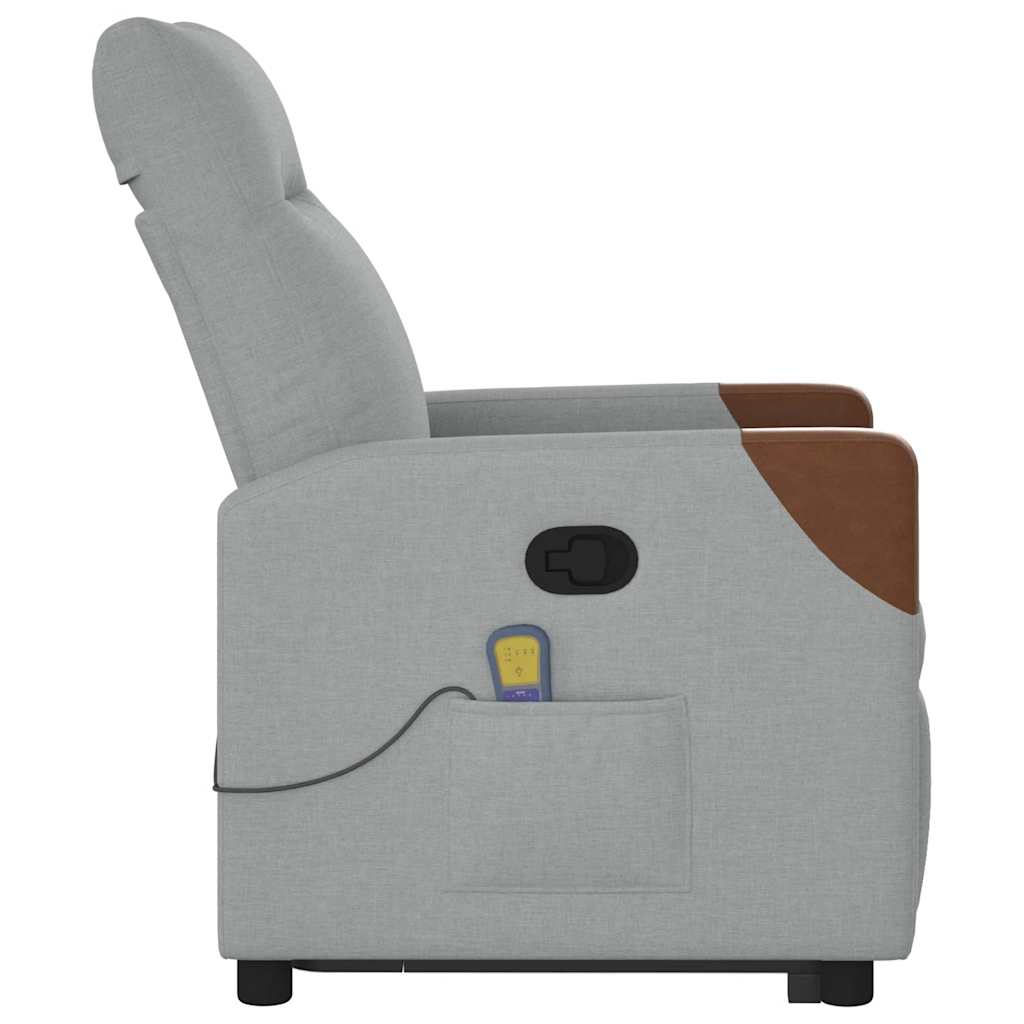 Poltrona reclinável massagens tecido cinzento-claro