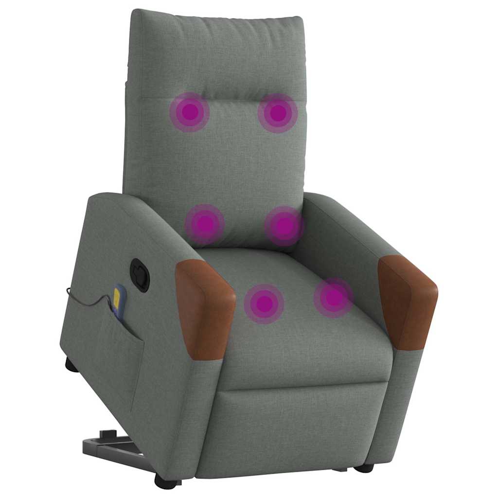 Poltrona elevatória de massagens tecido cinzento-escuro