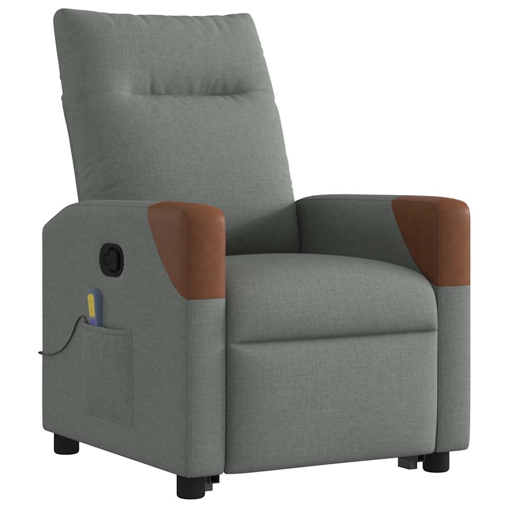 Poltrona elevatória de massagens tecido cinzento-escuro