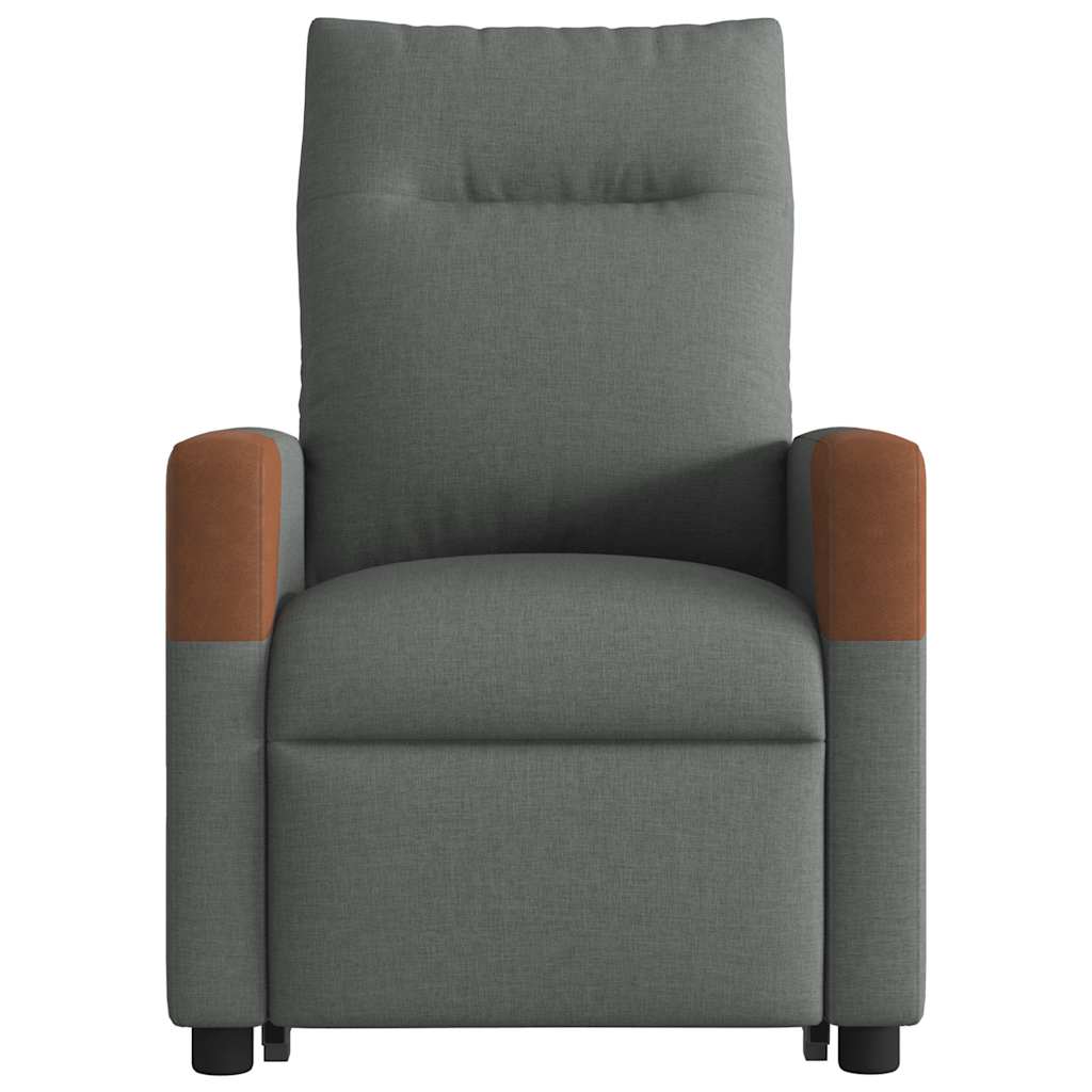 Poltrona elevatória de massagens tecido cinzento-escuro