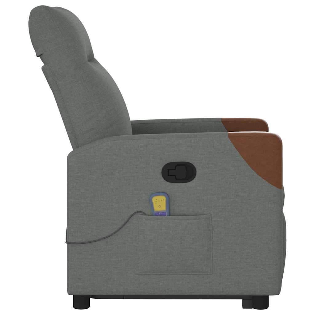 Poltrona elevatória de massagens tecido cinzento-escuro