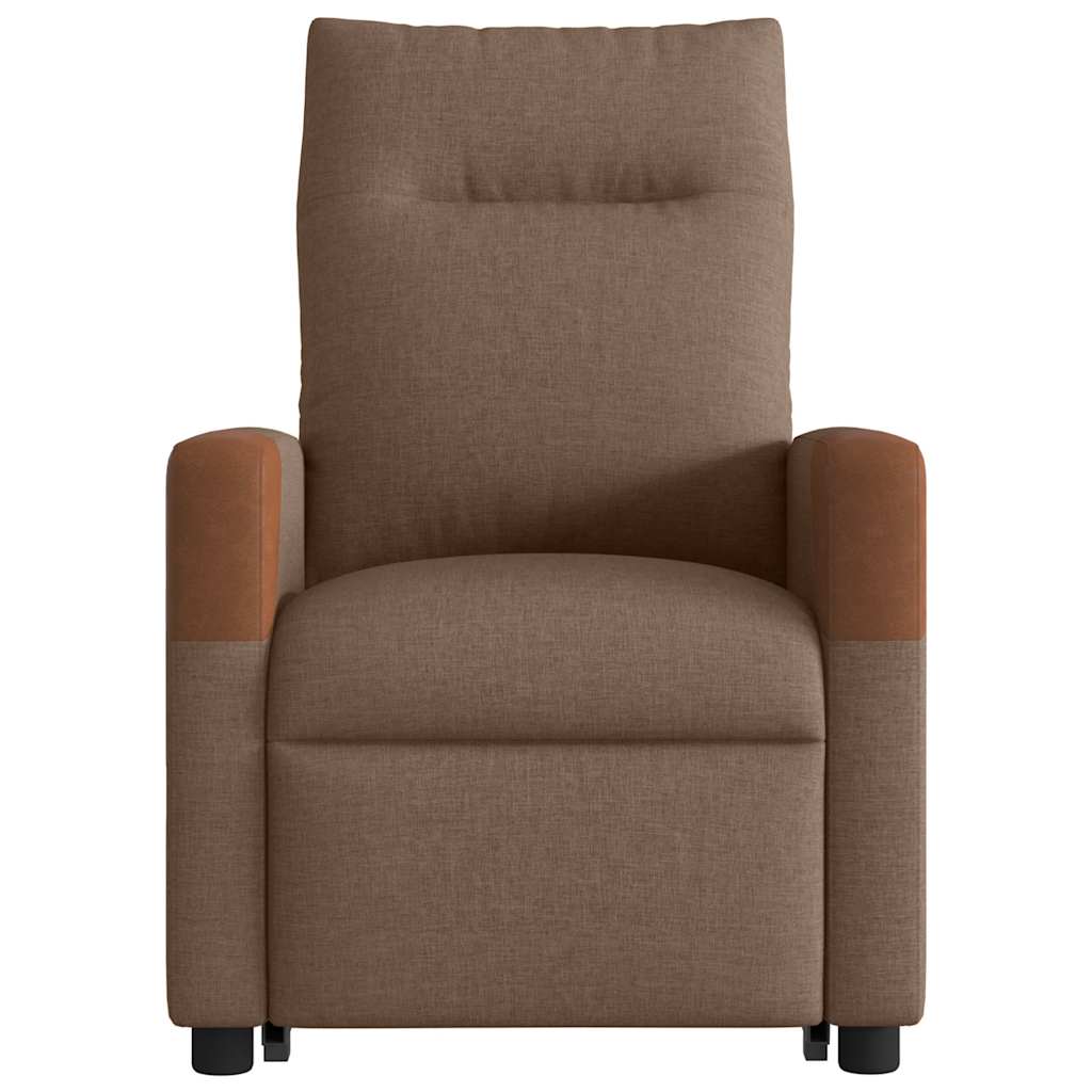 Poltrona reclinável massagens tecido castanho