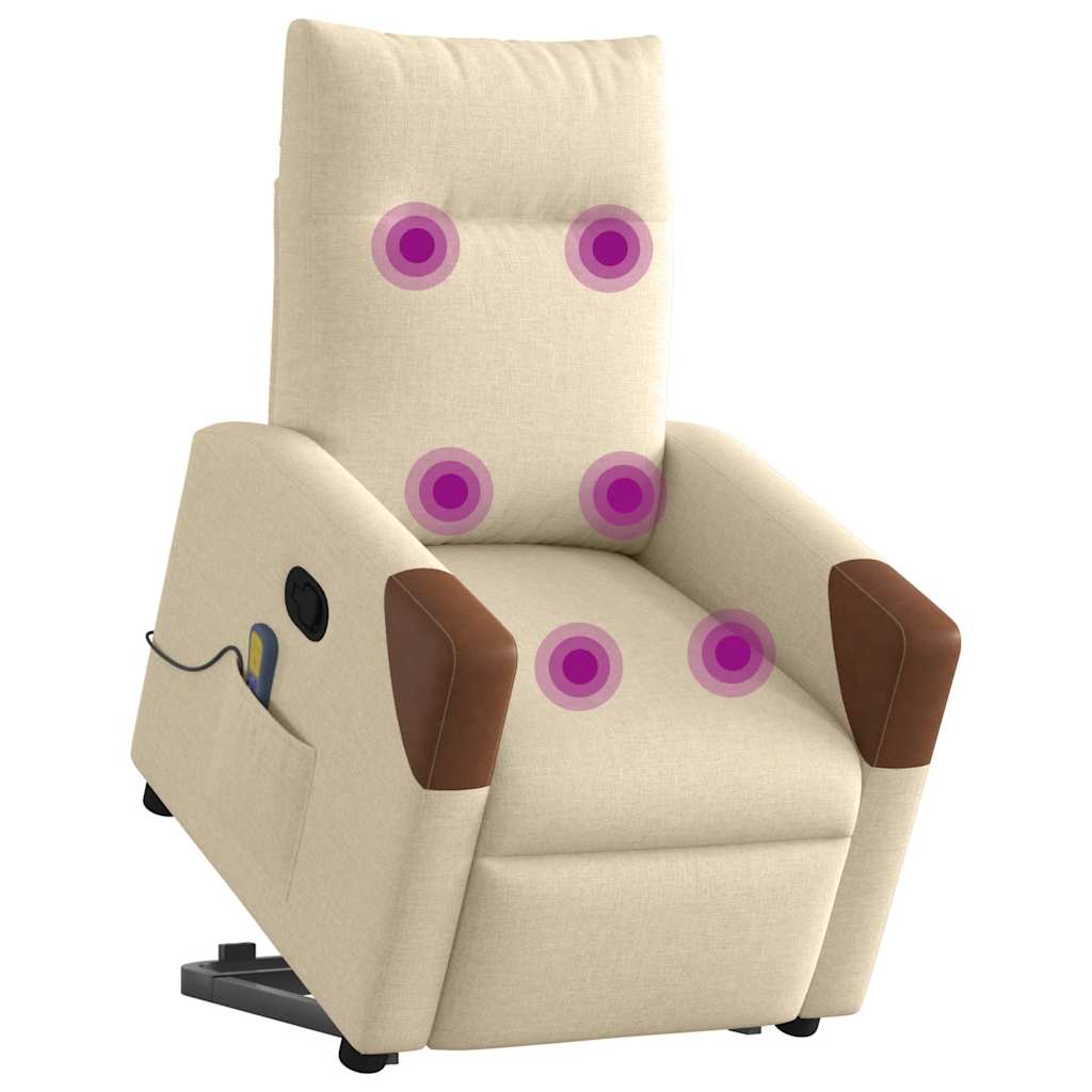Poltrona elevatória de massagens tecido cor creme