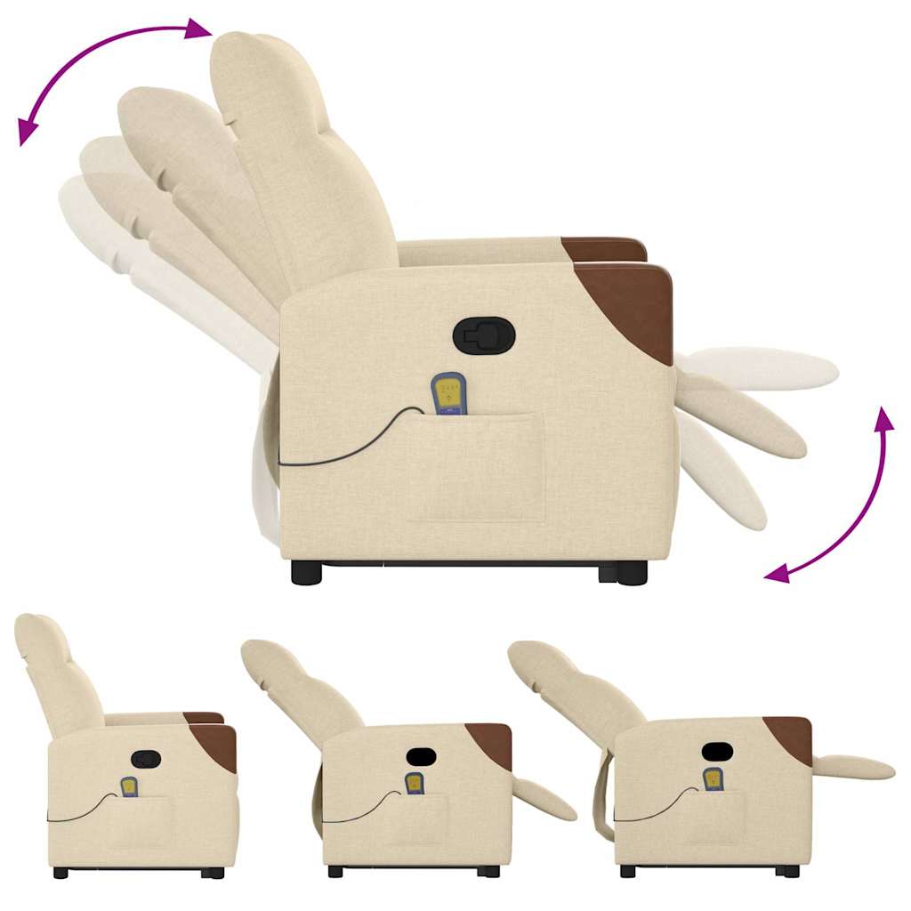 Poltrona elevatória de massagens tecido cor creme