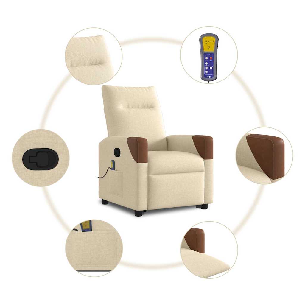 Poltrona elevatória de massagens tecido cor creme