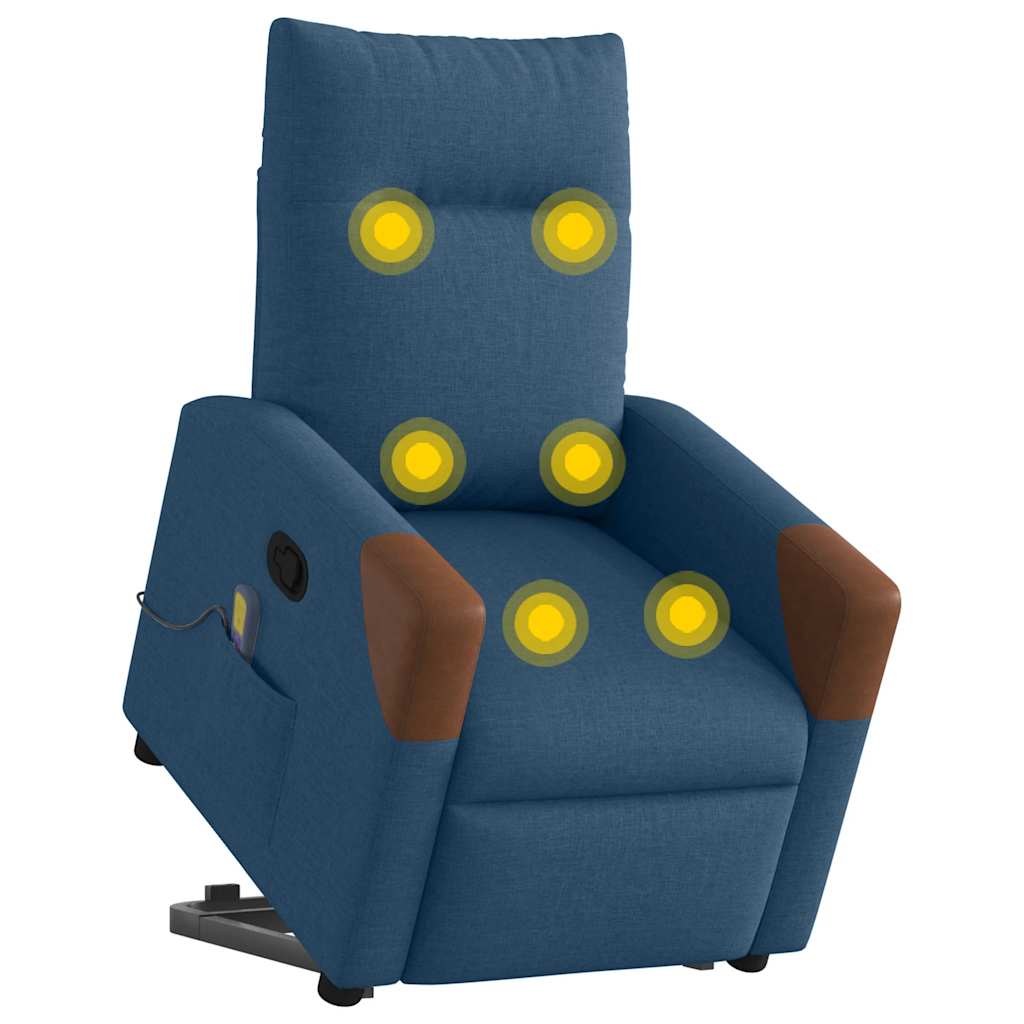 Poltrona reclinável elevatória de massagens tecido azul
