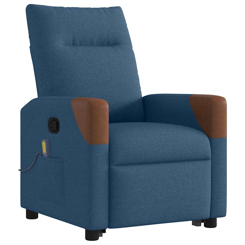 Poltrona reclinável elevatória de massagens tecido azul