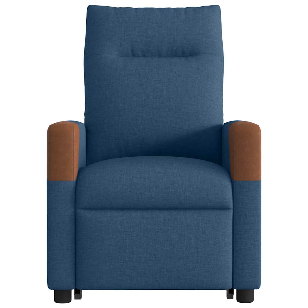 Poltrona reclinável elevatória de massagens tecido azul