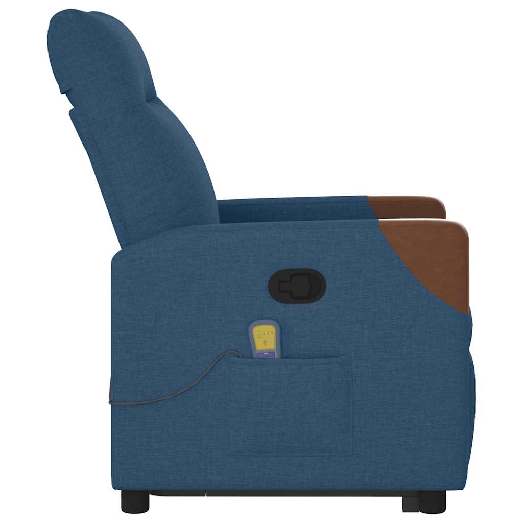 Poltrona reclinável elevatória de massagens tecido azul