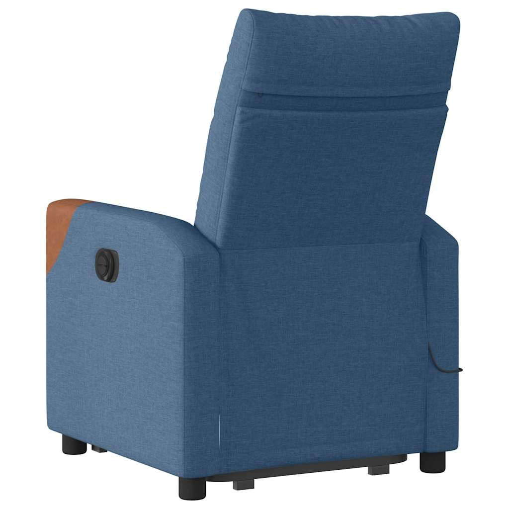 Poltrona reclinável elevatória de massagens tecido azul