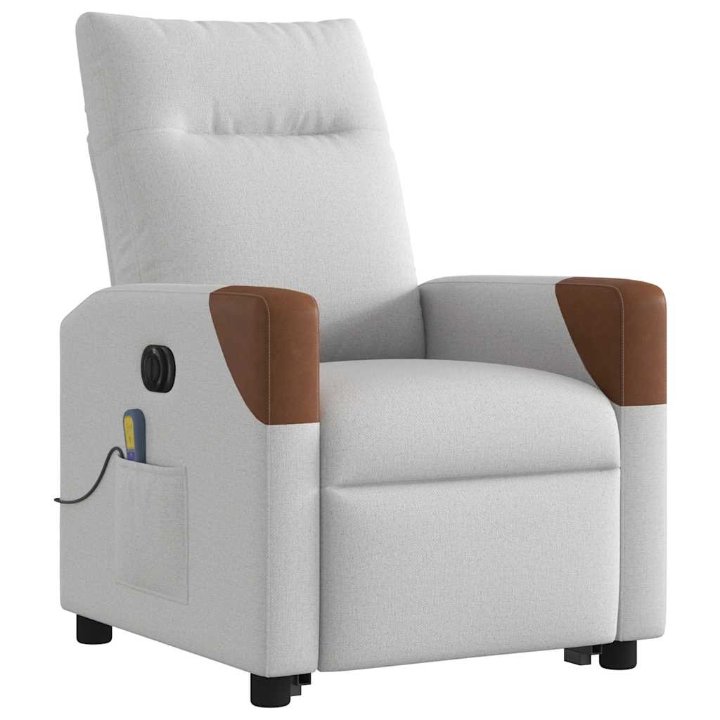 Poltrona elétrica elevatória massagens tecido cinzento-nublado