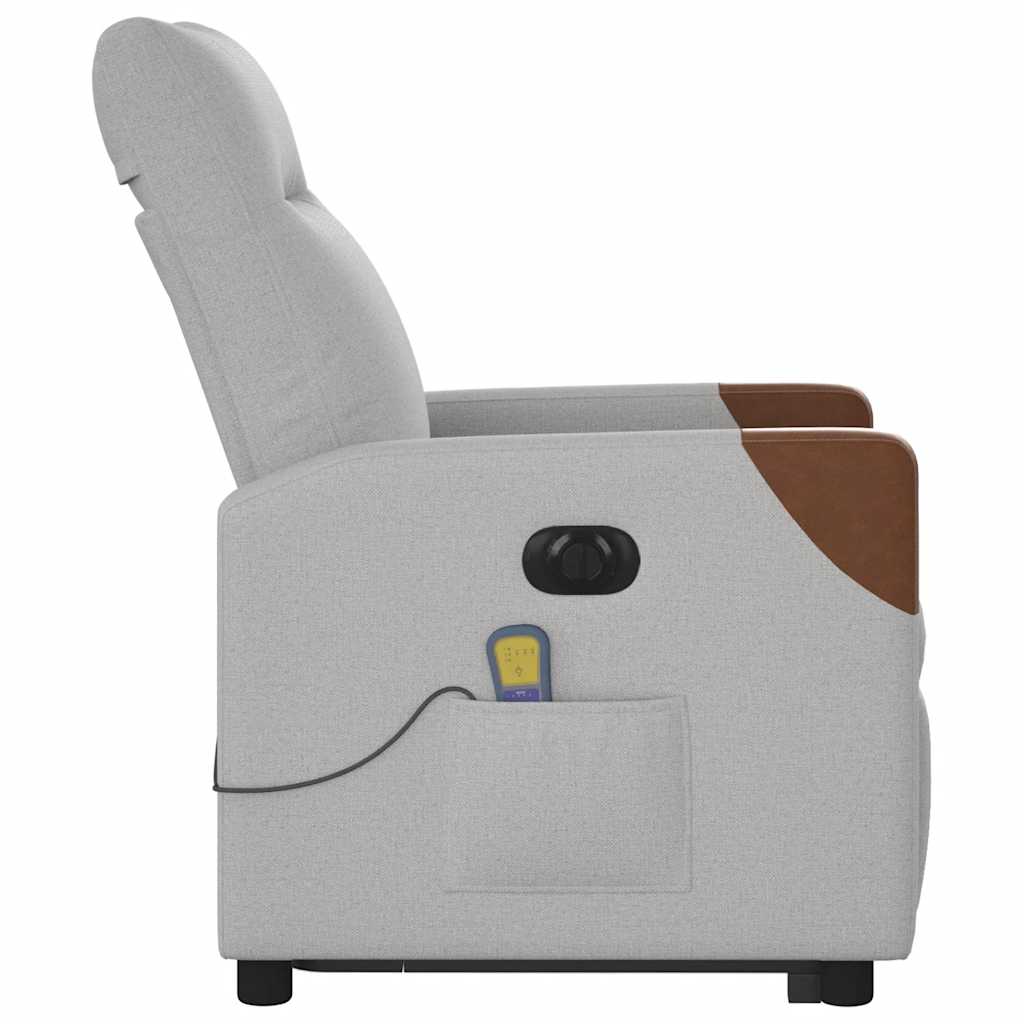 Poltrona elétrica elevatória massagens tecido cinzento-nublado