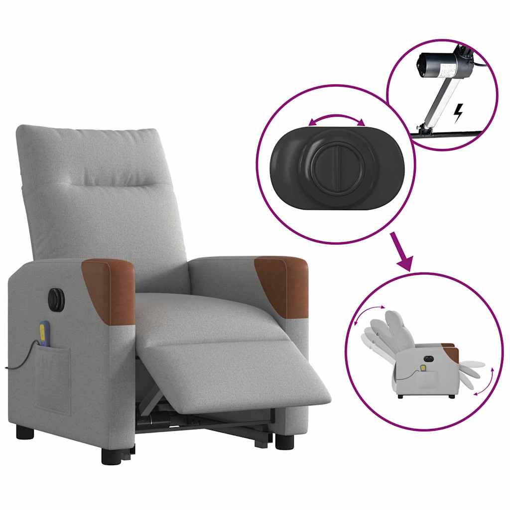 Poltrona elétrica elevatória massagens tecido cinzento-nublado