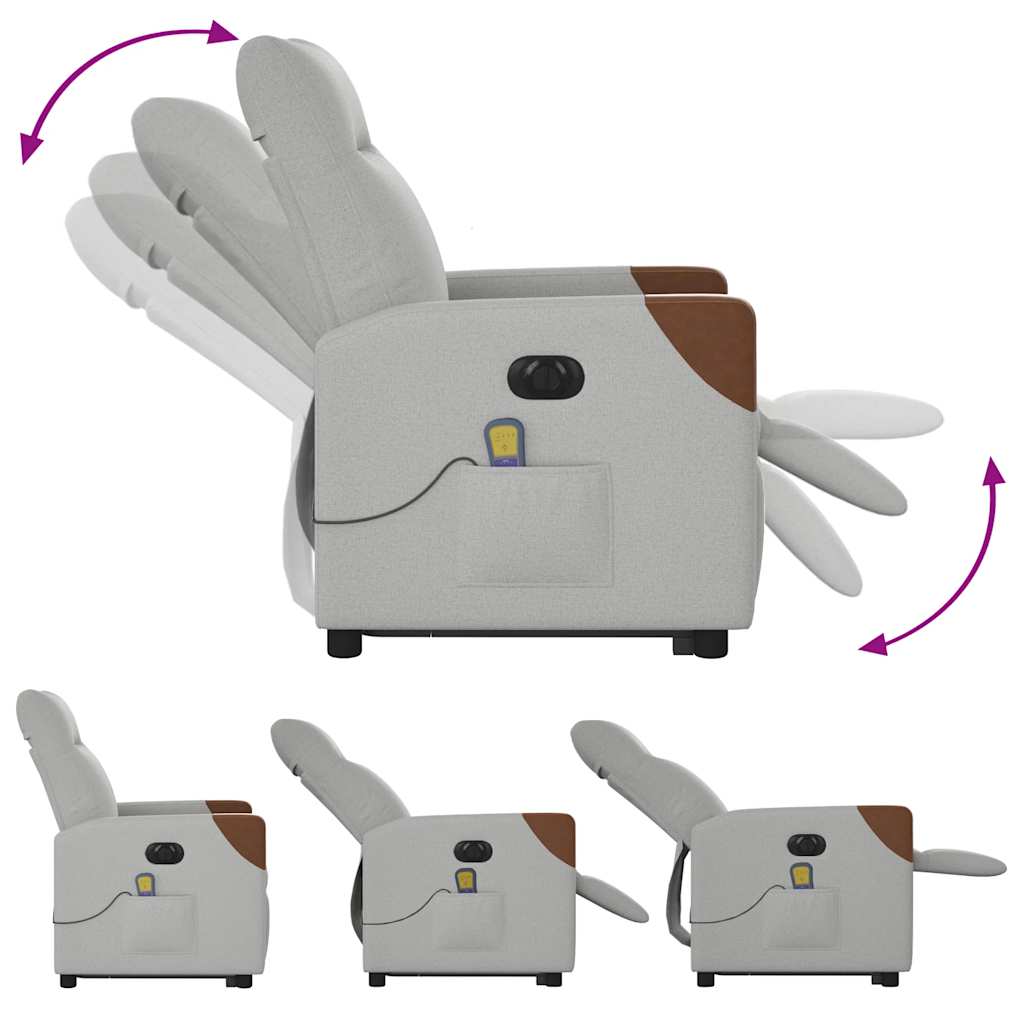 Poltrona elétrica elevatória massagens tecido cinzento-nublado