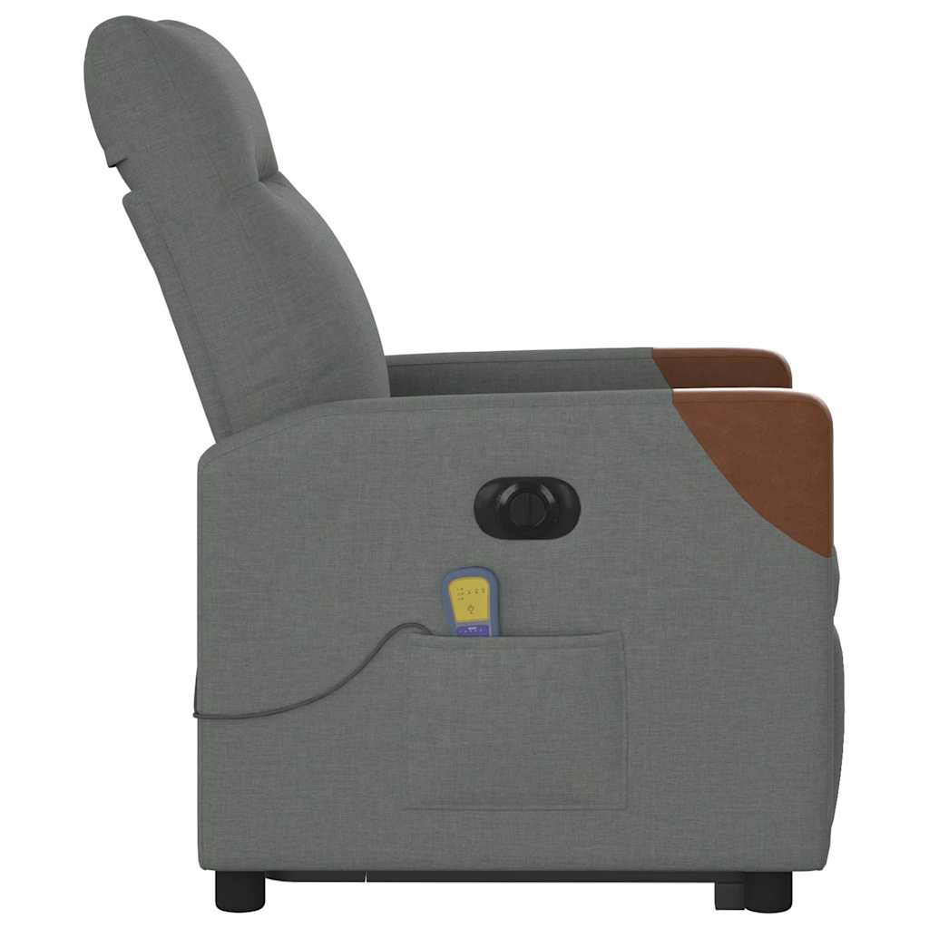 Poltrona elétrica elevatória massagens tecido cinzento-escuro