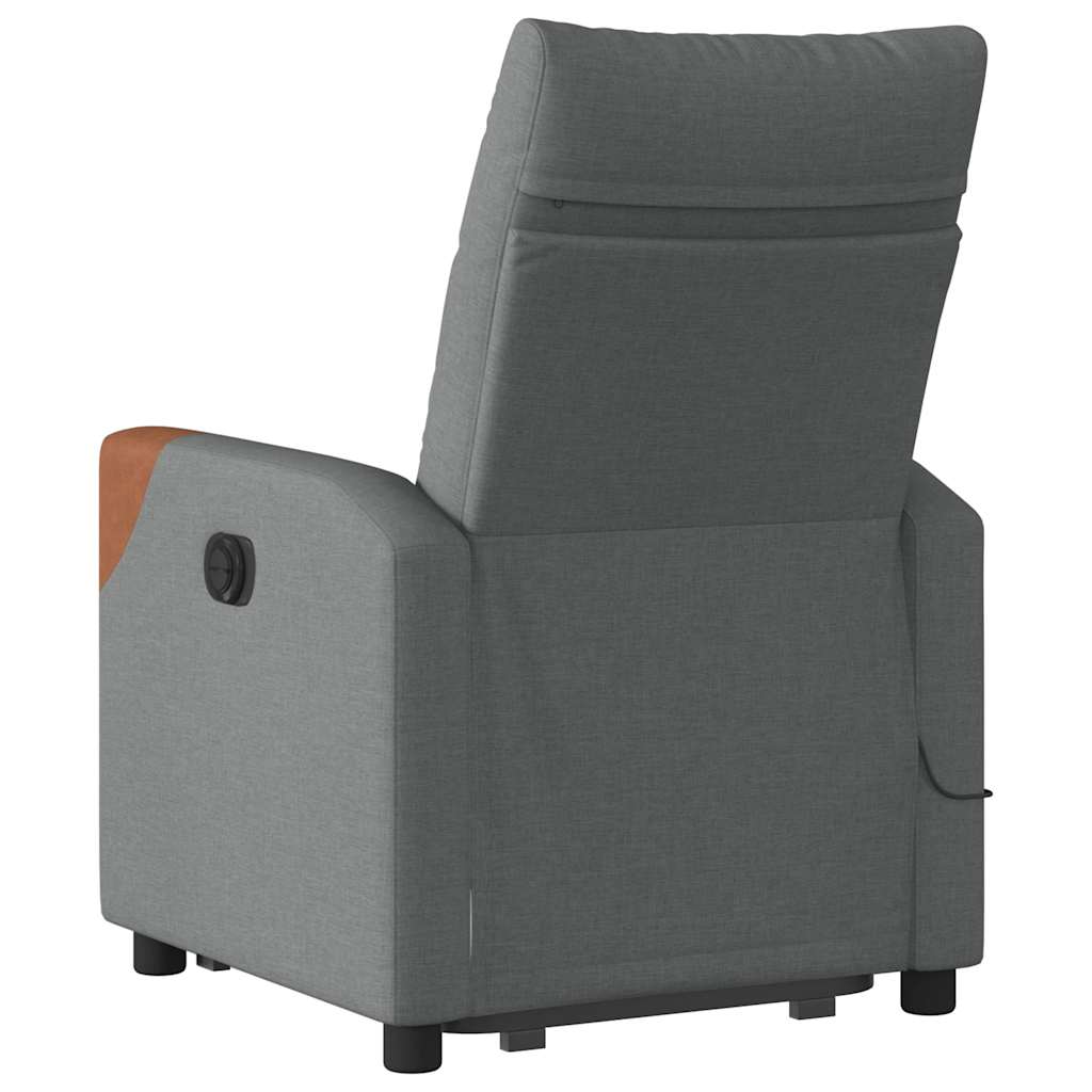 Poltrona elétrica elevatória massagens tecido cinzento-escuro