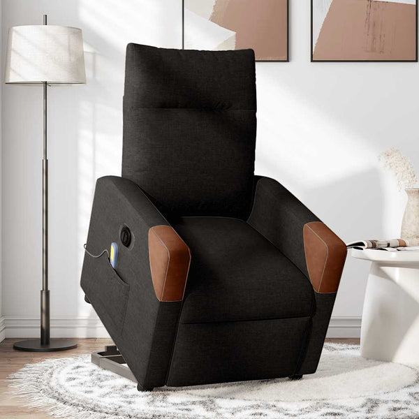 Poltrona elétrica elevatória massagens tecido preto